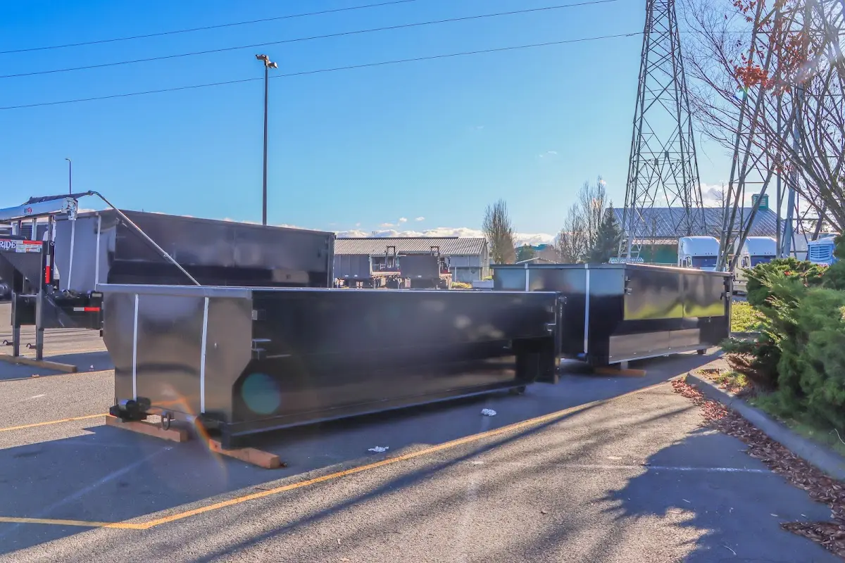 Roll-off dumpster ready for waste disposal at job site for 10 Yard Dumpster Rental in Red Hill